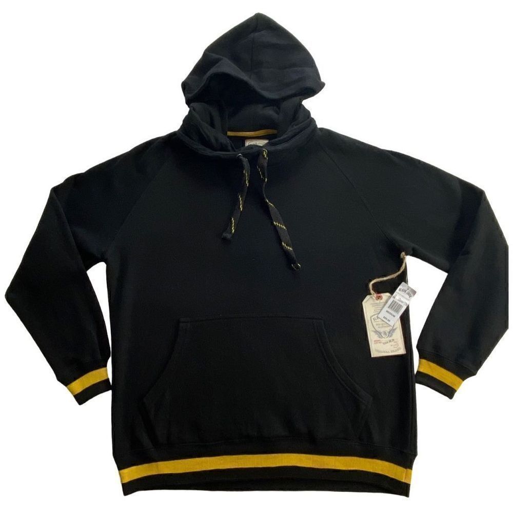 BLACKJACK MEN’S MEDIUM Black Pullover  Hoodie with Gold Trim